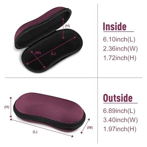 FINTIE Sunglasses Case, Hard EVA Shell Shockproof Sport Glasses Case with Metal Carabiner Travel Zipper Eyeglasses Holder - color: Dark Purple