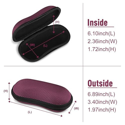 FINTIE Sunglasses Case, Hard EVA Shell Shockproof Sport Glasses Case with Metal Carabiner Travel Zipper Eyeglasses Holder - color: Dark Purple