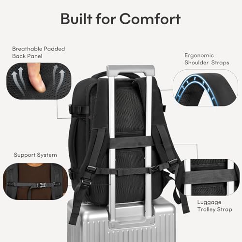 mibasies 30L Travel Backpack for Women & Men: Flight Approved Carry On Backpack, TSA Personal Item Bag with Water Bottle Pocket, Weekender Essentials Backpacks fits 15.6" Laptop - Black - color: Black, size: Large