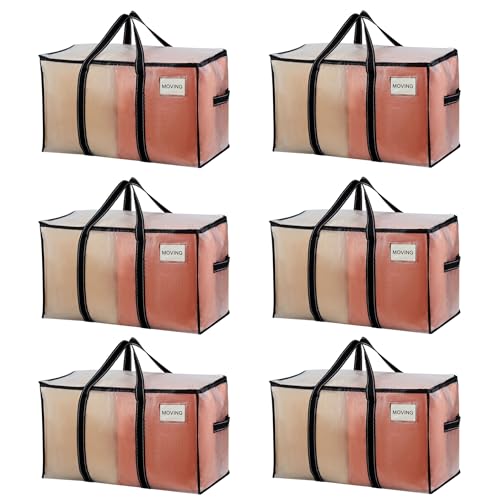 VENO 6 Pack Clear Moving Bags Heavy Duty, 90L Extra Large Transparent Storage Bags, 50lbs Loads, Zippers, Handles & Tag, Moving Boxes Alternative for College Dorm Essentials, Closet - color: Clear, size: 6 Pack