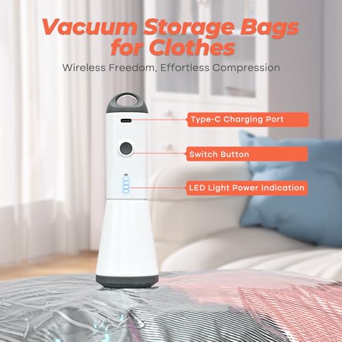 Vacbird 18 Pack Vacuum Storage Bags Set with Rechargeable Wireless Pump Large/Medium/Small Vacuum Seal Bags for Clothing Travel and Home, Compression Packing for Comforters, Blankets and Bedding - size: 18 Pack Combo
