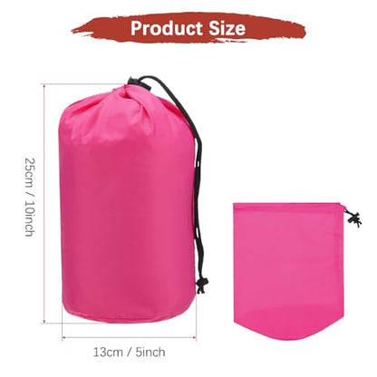Stuff Sack [2PCS] - Waterproof Outdoor Storage Sacks Use for Backpacking & Traveling & Hiking - [Rose Red-5 x 10 in/ 13 x 25 CM] Ultralight Drawstring Bags - color: Rose Red