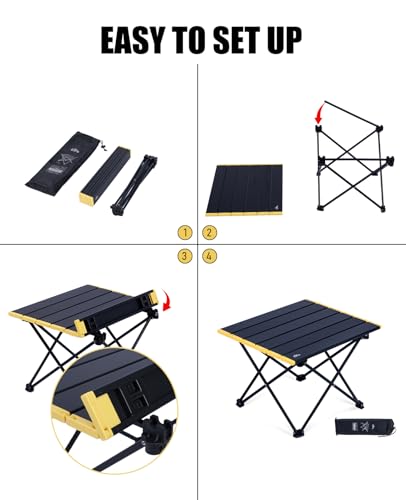 iClimb Ultralight Compact Camping Folding Table with Carry Bag (Nature - L) - color: Nature, size: Large