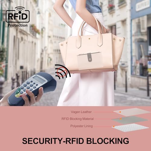 yiijay Wallet Women RFID Blocking Multi Cards Wallet Credit Card Holder for Women Large Capacity Lady Leather Trifold Travel Wallet with Pen Holder - color: 2Beige&Black
