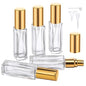 Segbeauty Perfume Travel Refillable, 5pcs 0.34 oz Portable Perfume Bottle, Empty Glass Sprayer Perfume Replacement Bottles for Travel Scent Toiletries Pump Bottle - color: Clear-gold, style: Mini Bottles