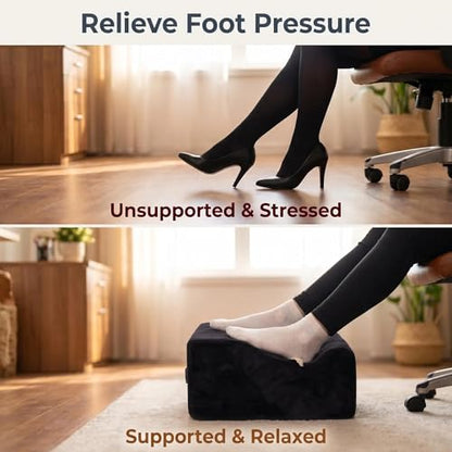 Foot Rest for Under Desk at Work, Office Footrest with Warm Feet Pocket,Ergonomic Under Desk Footrest with Washable Cover, Stool for Office Chair & Back &Pain Relief (Black+) - color: Black+