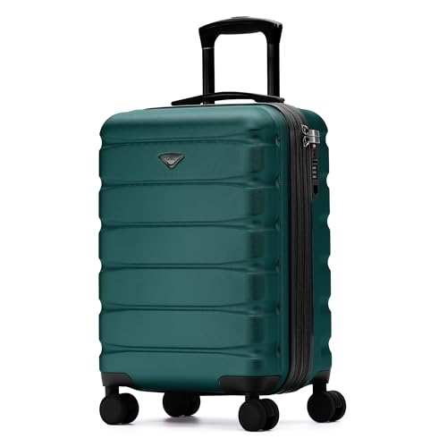 Flight Knight 22x14x9" Expandable Carry On Suitcase Hardside TSA Lock USB C Port Lightweight Luggage Silent Double Spinner Wheels Maximum Overhead Carry-On Bag For American & United Approved Airlines - color: Forest Green, size: 22x14x9"