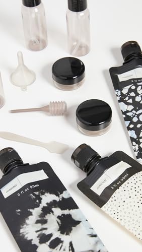 Kitsch 11 PCS Travel Containers for Toiletries – Travel Essentials Kit for Shampoo, & More - TSA Approved Bottles for Travel Size Toiletries, Leak-Proof Refillable Travel Containers - Black & Ivory