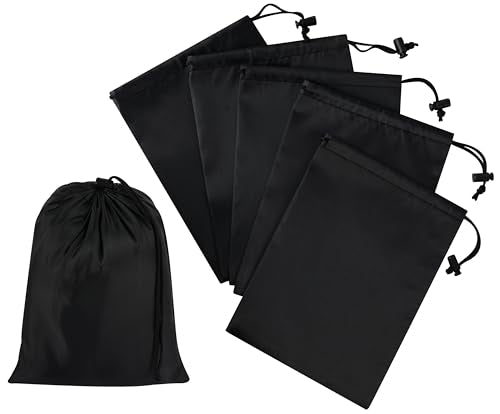 PALTERWEAR Drawstring Bag with Toggle - Nylon Cinch and Ditty Pouch Six Pack (Black, 7 x 9 Inch, Set of 6) - color: Black, size: 7 x 9 Inch
