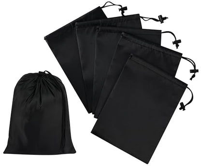 PALTERWEAR Drawstring Bag with Toggle - Nylon Cinch and Ditty Pouch Six Pack (Black, 7 x 9 Inch, Set of 6) - color: Black, size: 7 x 9 Inch