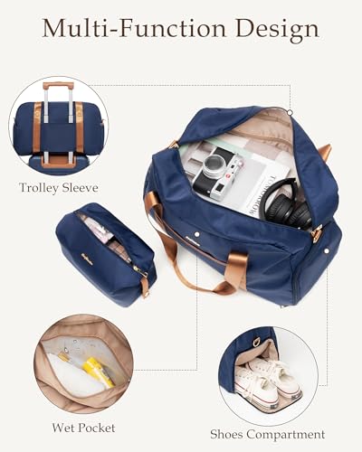 LONG VACATION Luggage Sets 5 Piece, Suitcases With Wheels, PC+ABS Hardshell Luggage Set with Spinner Wheels, TSA Lock (Navy Brown) - color: Navy Brown, size: 5 Piece Set (20, 24, 28 Inch)