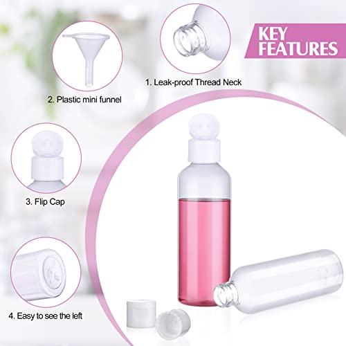 50 Pcs 3.4 oz Travel Bottles for Toiletries TSA Approved Leakproof Plastic Empty 100 ml Travel Size Bottles Bulk Refillable Squeeze Clear Container for Cosmetic Shampoo Liquids(Clear, White)