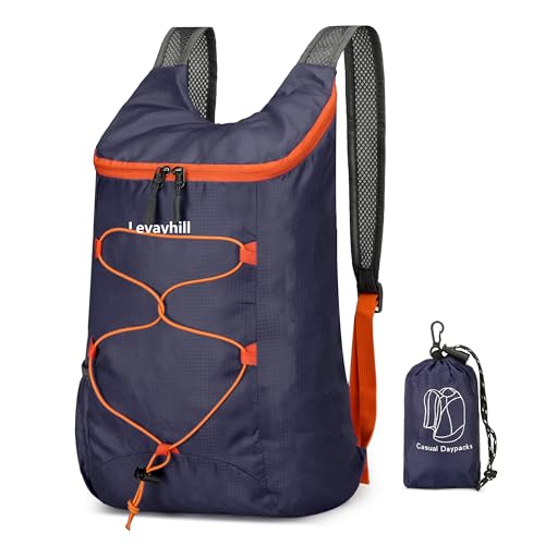 levayhill 16L Foldable Hiking Backpack,Small Packable Daypack,Dark Blue | Lightweight ,Outdoor Collapsible Rucksack,Ultralight Folding Back Pack, Water Repellent, Men Women Travel Gym, Easy Carry-on - color: Dark Blue