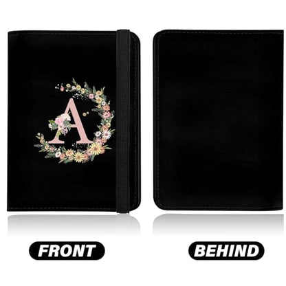 Cute Passport Holder and Holder Combo Passport Cover with RFID Blocking Women Men Compatible Wallet Credit Card Protector（Initial Monogram-A） - color: Black-A