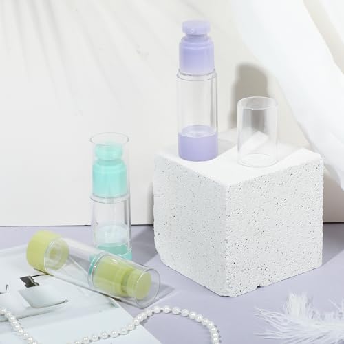1oz 30ml Airless Pump Bottles, Refillable Leak Proof Travel Pump Bottle Toiletry Cosmetic Skincare Containers for Lotion Toner Gel Foundation (3 Pieces) - color: Green Blue Purple