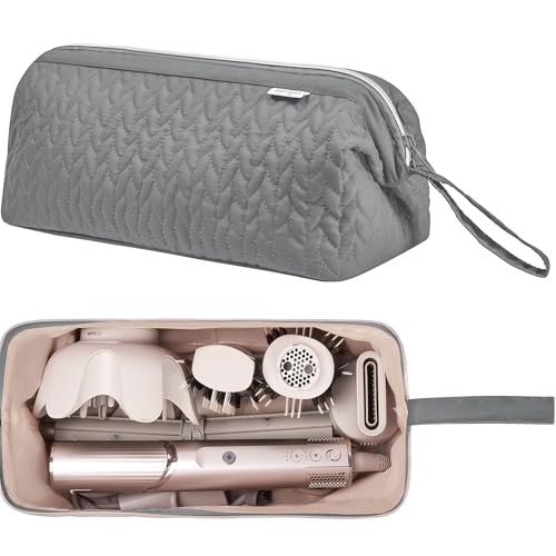 KarSyon Shark Flex Style Case for Dyson Airwrap Hair Dryer Brush Revlon Hair Tools Travel Bag Carrying Case Flat Curling Iron Organizer (Grey) - color: Grey