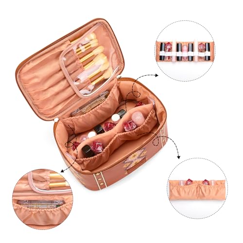 Montana West X Wrangler Travel Makeup Bag 2pcs Set Large Cosmetic Bag with Makeup Brush Holder Portable Make Up Organizer Cute Toiletry Bag with Divider and Handle for Women Aztec - color: Aztec-Brown