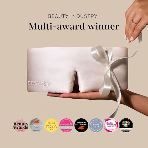 DROWSY Silk Sleep Mask - Face-Hugging, Padded Cocoon for Luxury Sleep in Total Darkness - 100% Pure Mulberry Silk (Dusty Gold) - color: Dusty Gold, size: 1 Count (Pack of 1)
