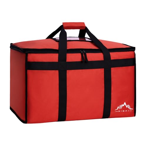 Himal Outdoors Insulated Food Delivery Bag XXXL-23Wx15Hx14D inches Premium Insulated Grocery Bag for HOT/COLD Food Delivery, Fit for Uber Eats, Doordash, Commercial Catering Transportation (Red) - color: Red