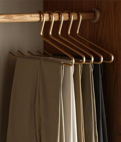 Premium Matte Gold Aluminum Pants Hanger 10 Pack, 13.7” Extra Smooth & Durable Metal Shirt Dress Hanger,Aluminum Alloy Hanger,Clothing Support,Clothing Hang - style: Golden Pants Hanger（10）