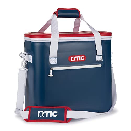 RTIC Ultra-Tough Soft Cooler 50 Can, Insulated Bag Portable Ice Chest Box for Lunch, Beach, Drink, Beverage, Travel, Camping, Picnic, Car, Trips, Floating Cooler Leak-Proof with Zipper - color: Patriot