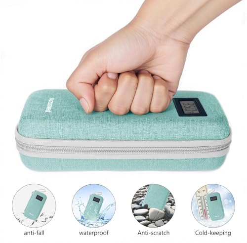 suzamed Insulin Cooler Travel Case,EVA Insulation Travel Medicine Kit with Temperature Display for Diabetes Care,Insulin Pen and Other Diabetic Supplies (Green-Temp) - color: Green