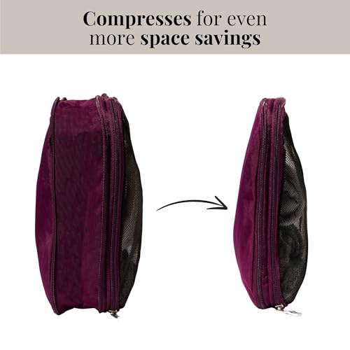 Baggallini Compression Cube 3-piece set - Lightweight Compression Packing Cubes for Travel - color: Mulberry