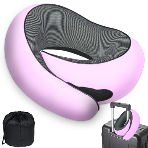 Neck Pillow for Airplane Travel, Comfortable Travel Neck Pillow for Long Flights, Ergonomic Airplane Pillow for Sleeping (Pink, J10) - color: Pink, size: J10