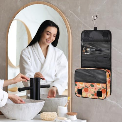 Hanging Travel Toiletry Bag for Women, Citrus Fruit Pattern Water Resistant Polyester Organizer with Hook & Handle, Large Capacity Cosmetic Bag for Travel, Gym, Camping - color: Citrus Fruit Pattern