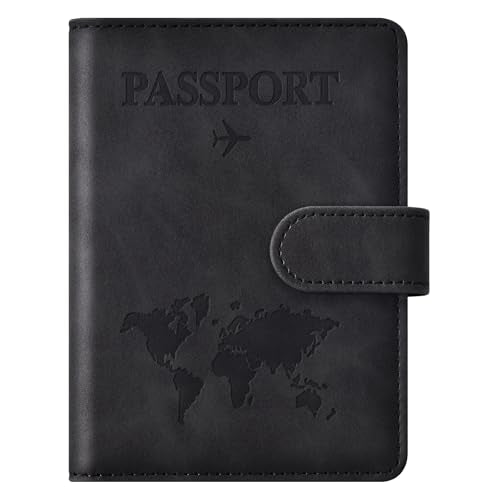 Eoehro Passport Holder for Travel Essentials, Passport Wallet Cover Case for Travel Must Haves Accessories,Passport Book Holders for Women and Men(black) - color: C-magnetic clasp- black, style: Magnetic Clasp