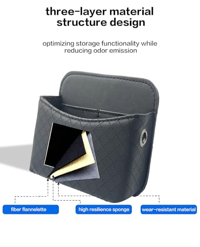 Self-Adhesive Car Seat Side Pocket Organizer with Cable Port - Black PU Leather Storage Pouch for Phone & Keys, Fits Gaps, Console & Door (2 PCS)