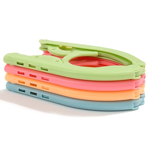 12Pcs Travel Hangers Foldable Portable Plastic Hangers Folding Clothes Hangers Space Saving Clothes Hangers for Business Trip Travel - color: Colorful 12pcs