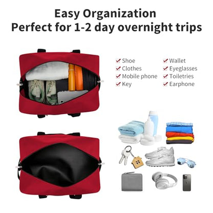 Apenze Small Gym Bag 14 inch lightweight Carry On Mini Duffel Bag for Travel Sport - Red - color: Red