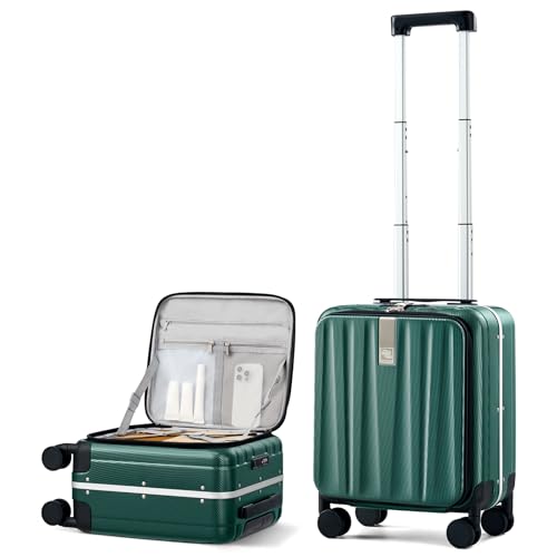 Hanke 16 Inch Underseat Carry On Suitcases with Wheels,Lightweight Hard Shell Carry on Luggage for Weekender,Top Opening Small Suitcase,Travel Luggage for Womem Men,Dark Green. - color: Dark Green, size: 16 Inch