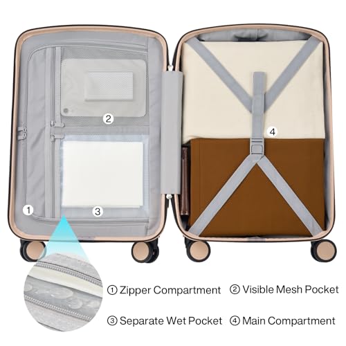 Hanke Hard Shell Luggage Sets 2 Pieces, Carry On and Checked Luggage Sets with Spinner Wheels, Durable PC Hardside Rolling Suitcase for Travel (20/28 Inch, Cuba Sand) - color: Cuba Sand, size: 2-Piece Set(20/28)