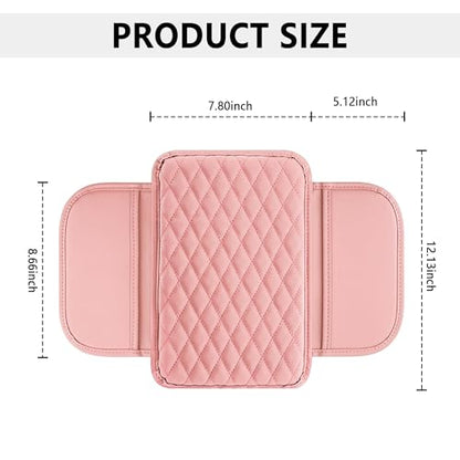 Stacool Upgraded Car Center Console Cover,Microfiber Leather Car Armrest Cover Cushion with 2 Storage Bags,Universal Car Armrest Storage Box (Pink) - color: Pink