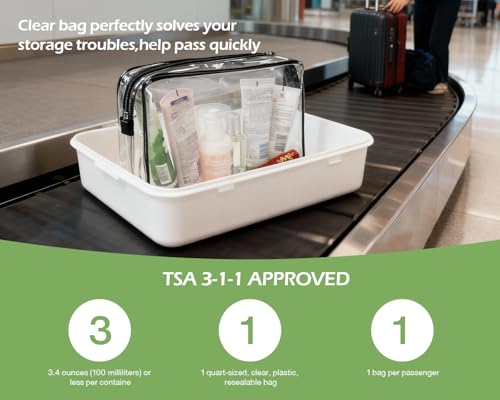 4Pack Black Clear Cosmetic Bags for Women Zipper Pouches Set PVC TSA Approved Toiletry Bag Organizers Packing Cubes