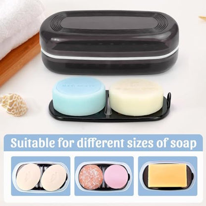 OZNER Travel Soap Case for Two Bars, Leak Proof Shampoo Bar Holder Compatible with Kitsch Bars, Soap Container with Drainage Layer for Bathroom, Camping, and Gym, Easy to Clean (Black) - color: Black