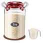 2.6 Gallon Glass Rice Storage Container with Airtight Lid & Handle, 10L Large Glass Food Storage Jar for 20 lb Rice or 10 lb Flour, Wide Mouth Pantry Canister with Silicone Base