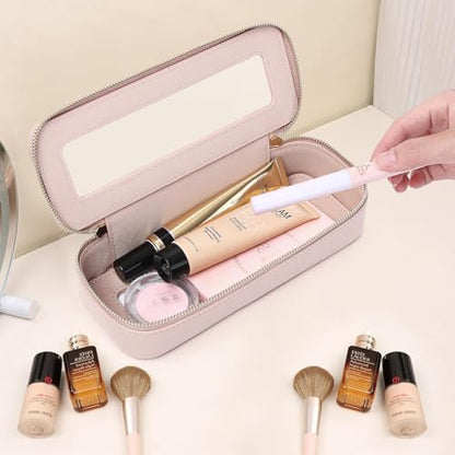 Pinkmik Makeup Brush Case Clear Travel Cosmetic & Toiletry Bag Small Makeup Bag with Zipper Purse Organizer Car Essential Bag for Women (Pink, SLIM) | Clear Travel Cosmetic & Toiletry Bag, Small Makeup Bag, Zipper Purse Organizer, Car Essential Bag for Wo