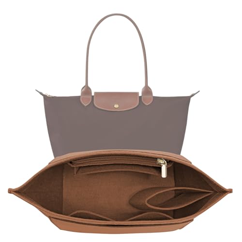 LOUKAYCCI Purse Organizer Insert for Le Pliage Large Handbags Insert Organizer (Brown, Large) - color: Brown, size: Large