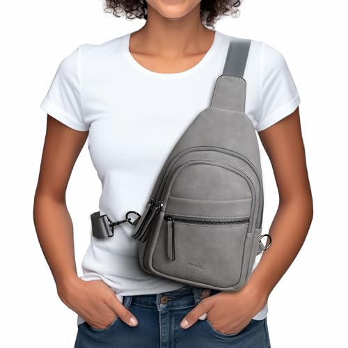 Alldaily Large Sling Bag for Women Crossbody Purse Leather Fashionable Trendy Chest Bag for Travel, Fanny Pack (Grey) - color: Grey