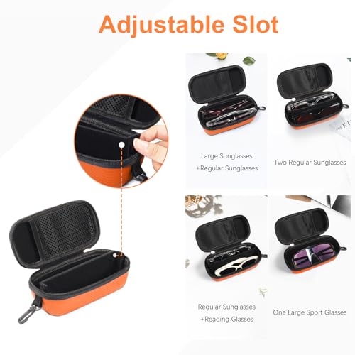 Bukere Double Eyeglasses Case with Adjustable Slots, EVA Hard-shell Travel Dual Glasses Sunglasses Organizer for Men Women - color: Orange