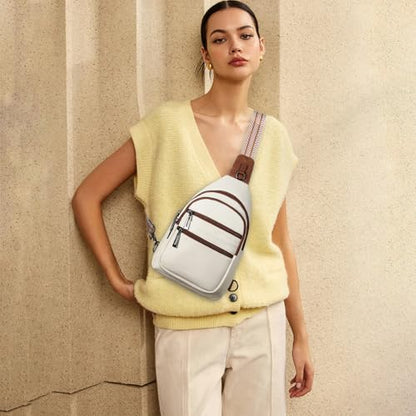 Leresas Sling Bag for Women Crossbody Bags Fanny Pack Sling Purse Backpack Vegan Leather Shoulder Bag Gifts Travel Handbag Anti Theft Beige - color: Beige