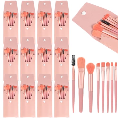 12 Sets Travel Size Makeup Brushes Set Mini Face Make up Brushes Brushes Bag for Makeup Party Favors Wedding Bridal Shower Bridesmaid Gift Favors Bachelorette Party Gift (Pink) - color: Pink, size: 12 Set