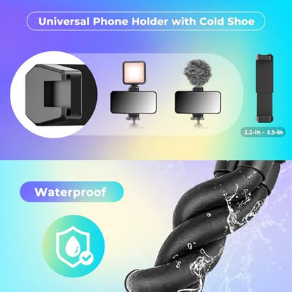 UBeesize Phone Tripod, UBeesize 12 Inch Flexible Cell Phone Tripod Stand Holder with Wireless Remote Shutter & Universal Phone Mount, Compatible with Smartphone/DSLR/GoPro Camera - color: Black, style: Rubber