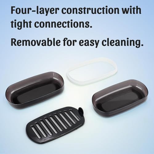 OZNER Travel Soap Case for Two Bars, Leak Proof Shampoo Bar Holder Compatible with Kitsch Bars, Soap Container with Drainage Layer for Bathroom, Camping, and Gym, Easy to Clean (Black) - color: Black