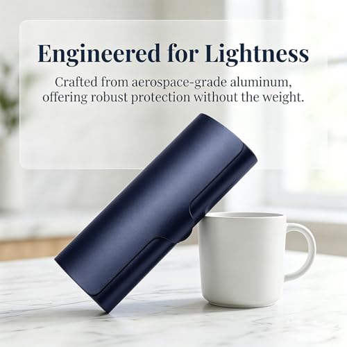 Philley Aluminum Ultra-Light Eyeglasses Case Hard Shell Nearsighted Glasses Case for Women & Men - color: Dark Blue