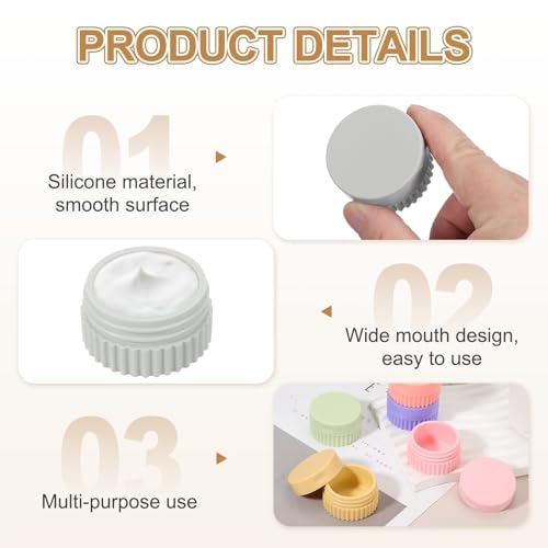 uxcell 4pcs Travel Containers for Toiletries, 0.68oz 20ml Small Silicone Cream Jars Leak-proof Travel Essentials with Lid for Cosmetic Body Skin Cream, Gray - color: Gray