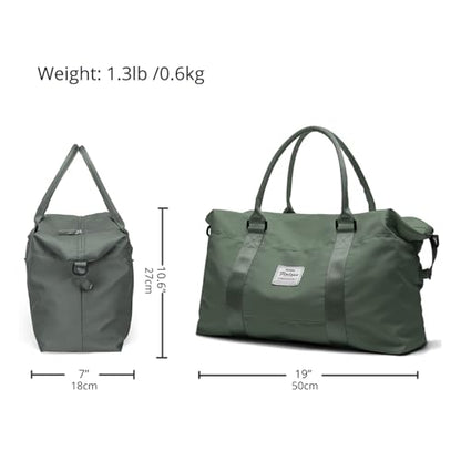 Travel Gym Bag for Women, LANBX Tote Bag Carry on Luggage Sport Duffle Weekender Overnight Bags with Wet Pocket (B-Olive Green) - color: B-Olive Green